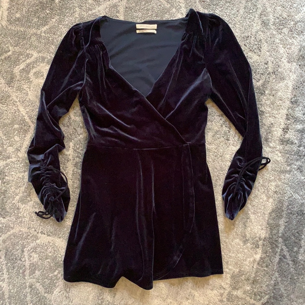 Urban outfitters blue velvet romper
